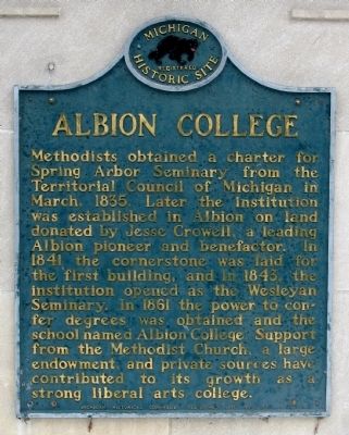 Albion College Marker. Click for full size. Albion College Marker image. Click for full size.