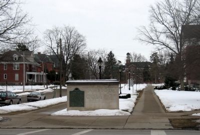 Albion College Marker with view of campus behind.. Click for full size. Albion College Marker with view of campus behind. image. Click for full size.
