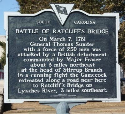 Battle of Ratcliff's Bridge Marker. Click for full size. Battle of Ratcliff's Bridge Marker image. Click for full size.