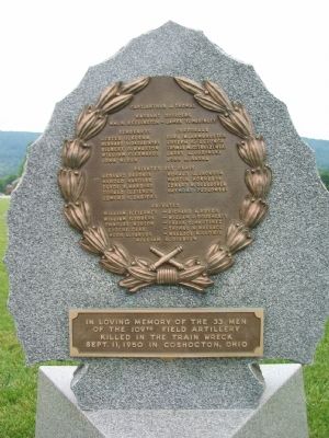 Coshocton Train Wreck Memorial. Click for full size. Coshocton Train Wreck Memorial image. Click for full size.