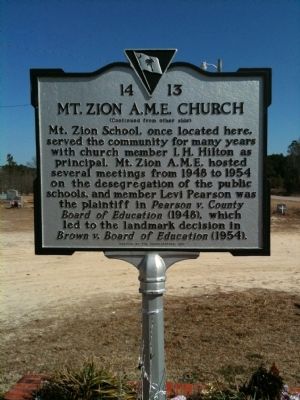 Mt. Zion A.M.E. Church Marker (reverse) image. Click for full size.