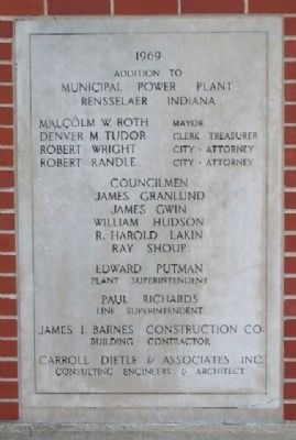 Rensselaer Power Plant 1969 Addition Marker. Click for full size. Rensselaer Power Plant 1969 Addition Marker image. Click for full size.