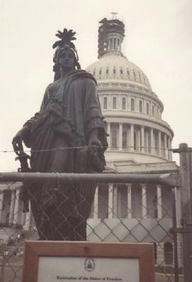 The Statue of Freedom - under renovation, 1993 image. Click for full size.