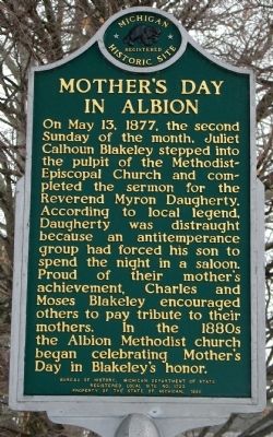 Mother's Day In Albion Marker (Front). Click for full size. Mother's Day In Albion Marker (Front) image. Click for full size.