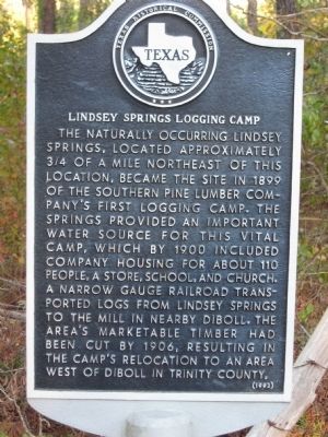 Lindsey Springs Logging Camp Marker image. Click for full size.