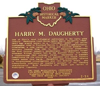 Harry M . Daugherty Marker image. Click for full size.