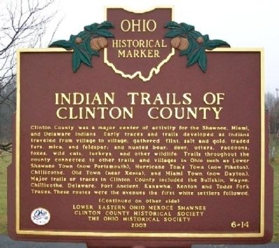 Indian Trails of Clinton County Marker (Side A) image. Click for full size.