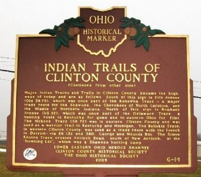 Indian Trails of Clinton County Marker (Side B). Click for full size. Indian Trails of Clinton County Marker (Side B) image. Click for full size.