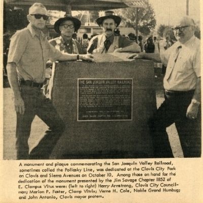 The San Joaquin Valley Railroad Marker image. Click for full size.