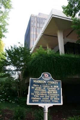 Madison County Marker next to the Madison County Courthouse image. Click for full size.