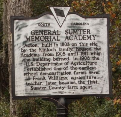 General Sumter Memorial Academy Marker, reverse side. Click for full size. General Sumter Memorial Academy Marker, reverse side image. Click for full size.