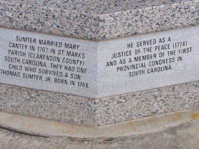 General Thomas Sumter Marker south face image. Click for full size.