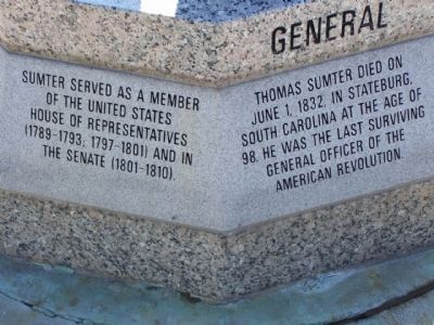 General Thomas Sumter northwest face. Click for full size. General Thomas Sumter northwest face image. Click for full size.