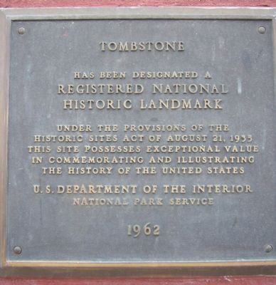 Tombstone National Historical Landmark Plaque image. Click for full size.