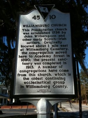 Williamsburg Church Marker. Click for full size. Williamsburg Church Marker image. Click for full size.