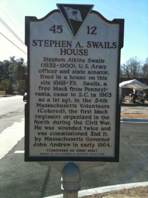 Stephen A. Swails House Marker (front) image. Click for full size.