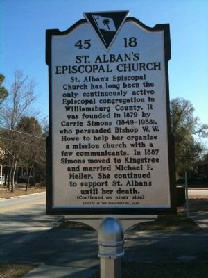 St. Alban’s Episcopal Church Marker (front) image. Click for full size.