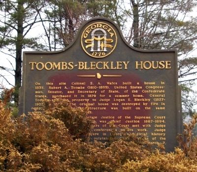 Toombs-Bleckley House Marker image. Click for full size.