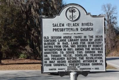 Salem (Black River) Presbyterian Church Marker, reverse side image. Click for full size.