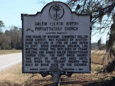 Salem (Black River) Presbyterian Church Marker. Click for full size. Salem (Black River) Presbyterian Church Marker image. Click for full size.