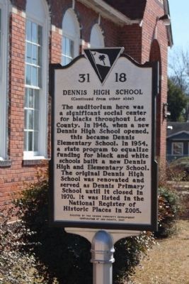 Dennis High School Marker, reverse side image. Click for full size.