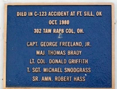 302 TAW C-123 Accident Memorial. Click for full size. 302 TAW C-123 Accident Memorial image. Click for full size.