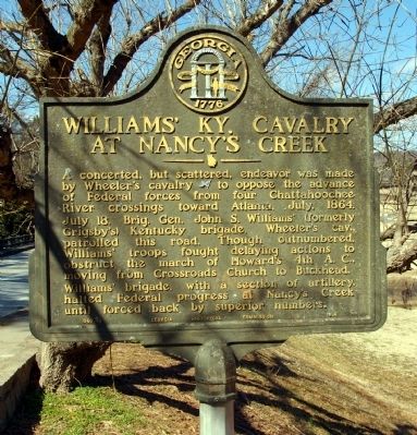 Williams' Ky. Cavalry at Nancy's Creek Marker. Click for full size. Williams' Ky. Cavalry at Nancy's Creek Marker image. Click for full size.