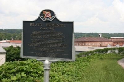 Pratt Homesite Marker with the Cotton Gin Factory in the background. Click for full size. Pratt Homesite Marker with the Cotton Gin Factory in the background image. Click for full size.