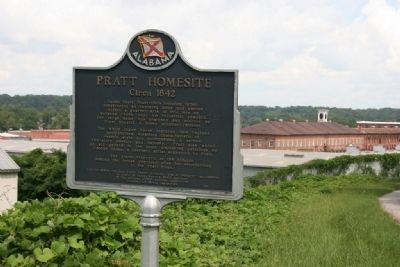 Pratt Homesite Marker with the Cotton Gin Factory in the background image. Click for full size.