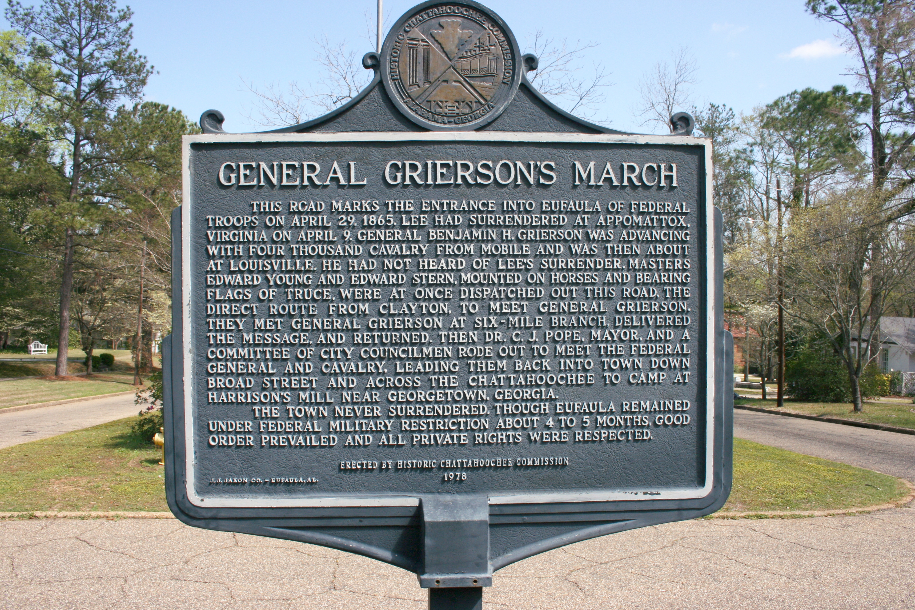 General Grierson’s March Marker East View