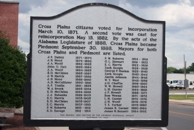 Cross Plains - Piedmont Marker. Click for full size. Cross Plains - Piedmont Marker image. Click for full size.