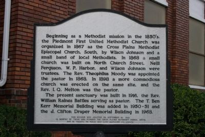 Piedmont First United Methodist Church Marker image. Click for full size.