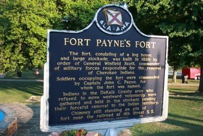 Fort Payne’s Fort Marker image. Click for full size.
