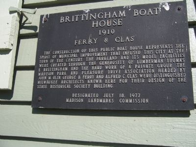 Brittingham Boat House Marker image. Click for full size.