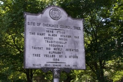 Site of Cherokee Council Tree Marker. Click for full size. Site of Cherokee Council Tree Marker image. Click for full size.