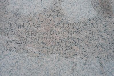 Lincoln Memorial - inscription at site of Martin Luther King's podium, 1963 image. Click for full size.