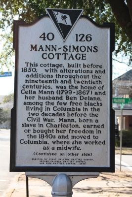 Mann-Simons Cottage Marker image. Click for full size.