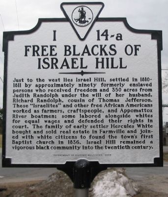 Free Blacks of Israel Hill Marker image. Click for full size.