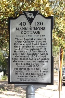 Mann-Simons Cottage Marker, rear view image. Click for full size.