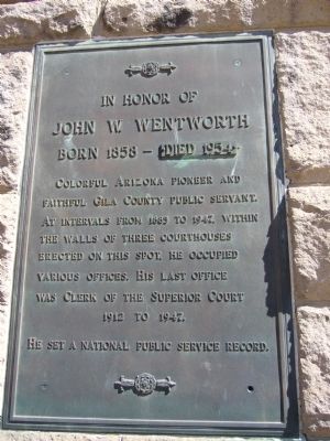 In Honor of John W. Wentworth Marker. Click for full size. In Honor of John W. Wentworth Marker image. Click for full size.