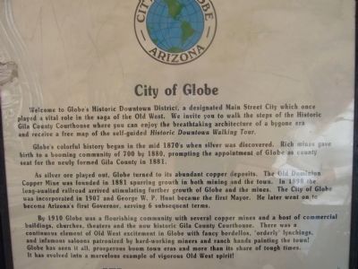 City of Globe Marker. Click for full size. City of Globe Marker image. Click for full size.