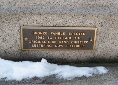 Small plaque on the north base. Click for full size. Small plaque on the north base image. Click for full size.