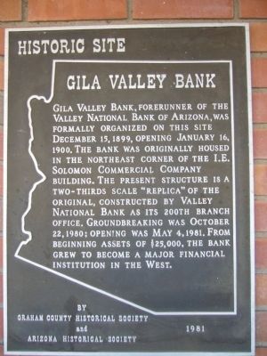 Gila Valley Bank Marker. Click for full size. Gila Valley Bank Marker image. Click for full size.