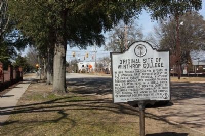 Original Site of Winthrop College Marker, looking north on Henderson Street image. Click for full size.