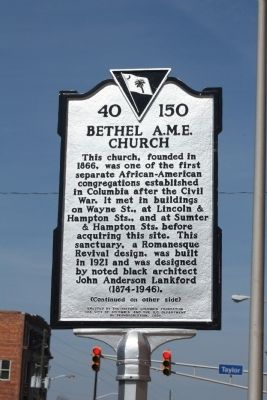 Bethel A.M.E. Church Marker. Click for full size. Bethel A.M.E. Church Marker image. Click for full size.