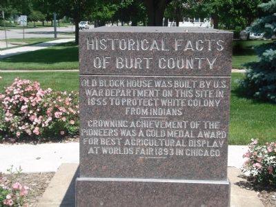 Historical Facts of Burt County Marker--South Side image. Click for full size.