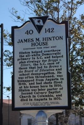 James M. Hinton House Marker, reverse side image. Click for full size.