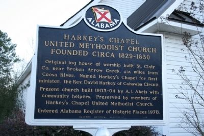 Harkeys Chapel United Methodist Church Founded Circa 1829-1830 Marker image. Click for full size.