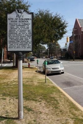 Site of Columbia High School Marker, looking east along Washington Street image. Click for full size.