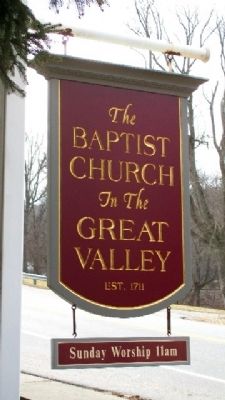 The Baptist Church in the Great Valley Sign image. Click for full size.